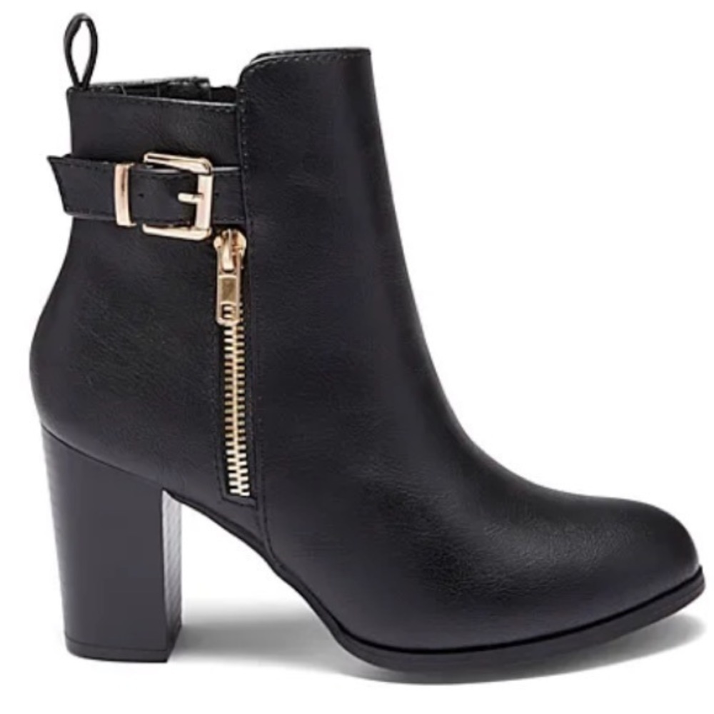 Buckle Detail Brown Bootie - Picture 2 of 4